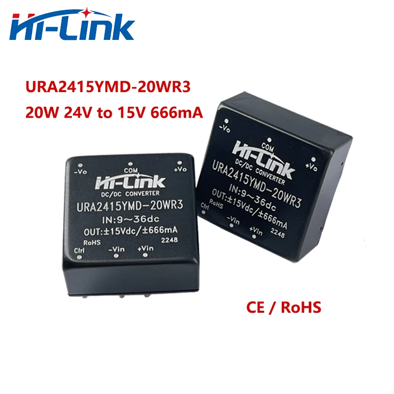 Free Shipping 2pcs/lot Hi-Link URA2415YMD-20WR3 Mini 20W 24V to 15V 666mA DC DC Converter Power Supply Module In Stock Wholesale