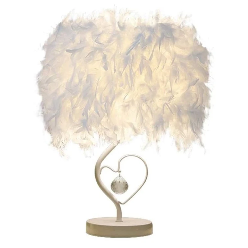 

Feather Table Lamp, Bedside Lamps for Lounge Bedroom, Home Decoration, Lampshade Cloud Lamp, UK Plug