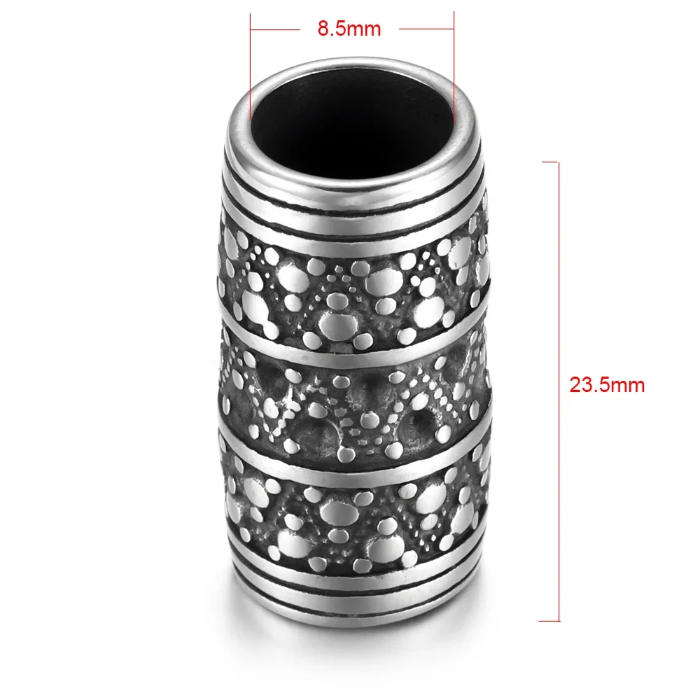 Stainless Steel Slider Tube Beads Blacken Slide Charms For 8mm Leather Bracelet DIY Accessories Jewelry Making Supplies