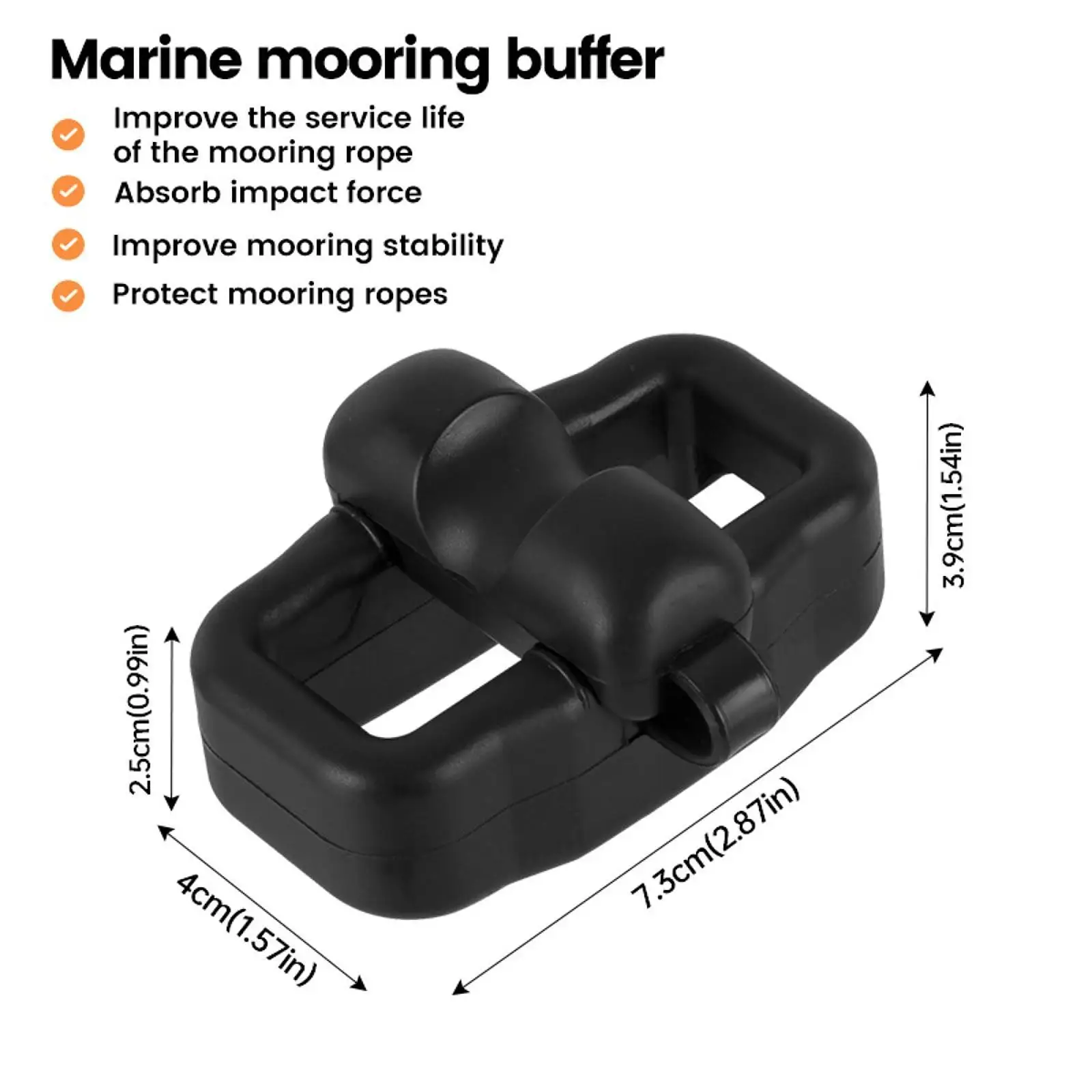 Boat Mooring Line Protector Plastic Shock Absorber Black Marine Accessory for Rigid Vessel Mooring Security