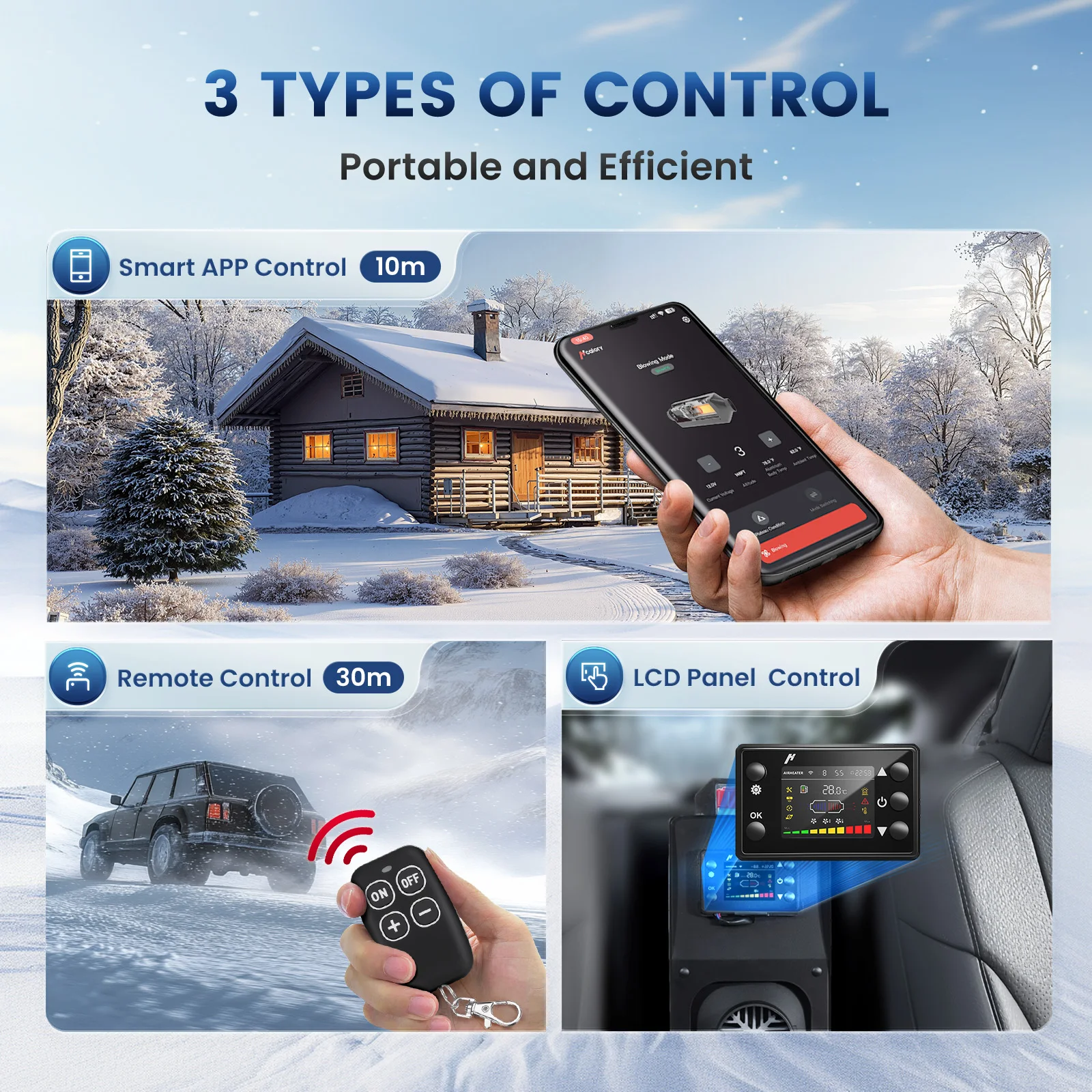 Hcalory HC1-S 12V/24V Aquecedor Auxiliar Diesel Tudo em Um 8KW Aquecedor de Ar Diesel com Bluetooth Smart App Control 2025 Atualização