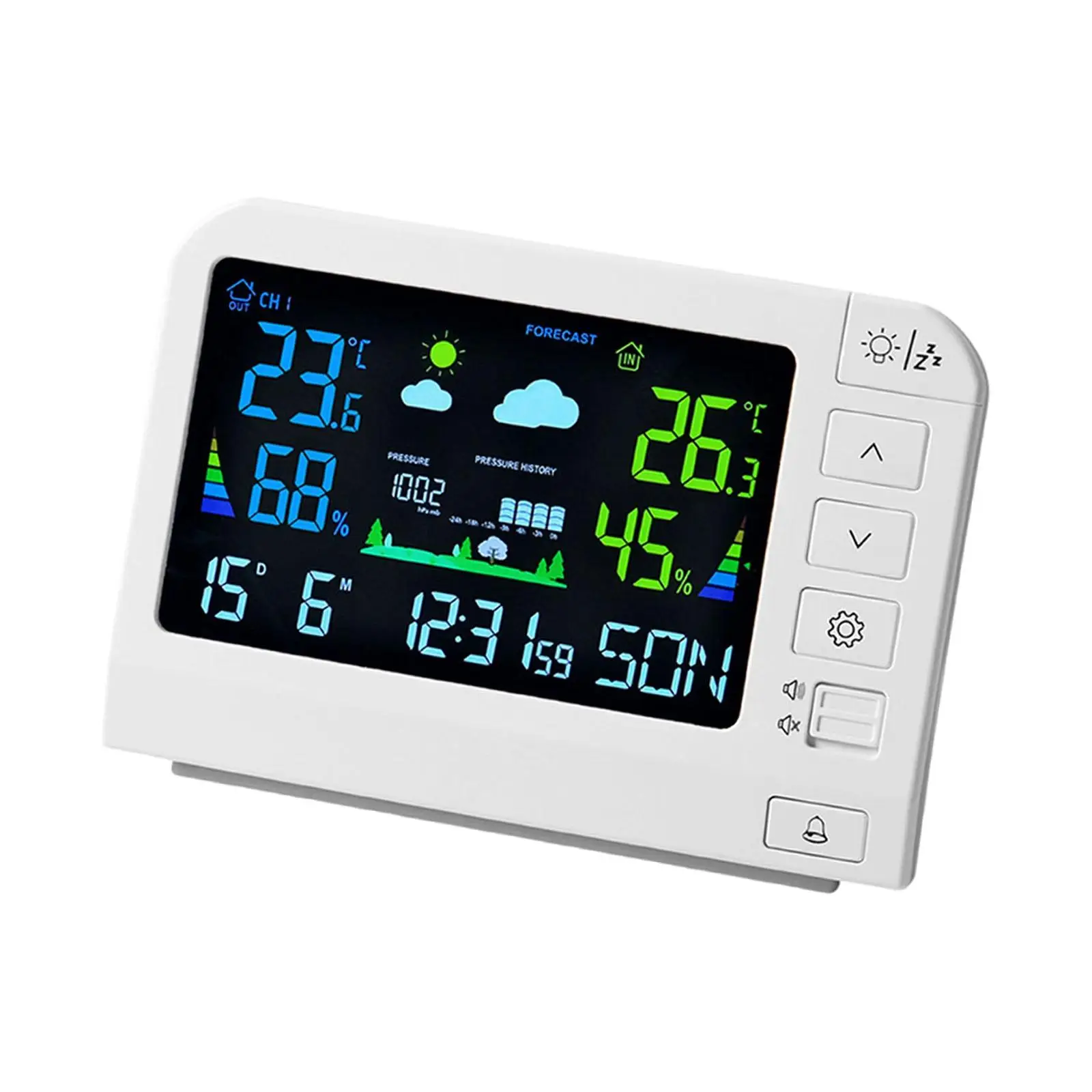 Home Office Weather Station Digital Clock with Temperature Humidity Monitor Compact Backlight Display for Desk Bedroom