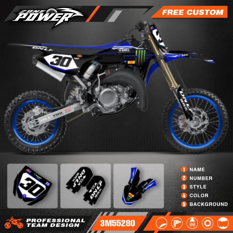 

Наборы графических наклеек Powerzone на заказ для YAMAHA YZ65 2018 2019 2020 2021 20222 2023, номер имени на заказ