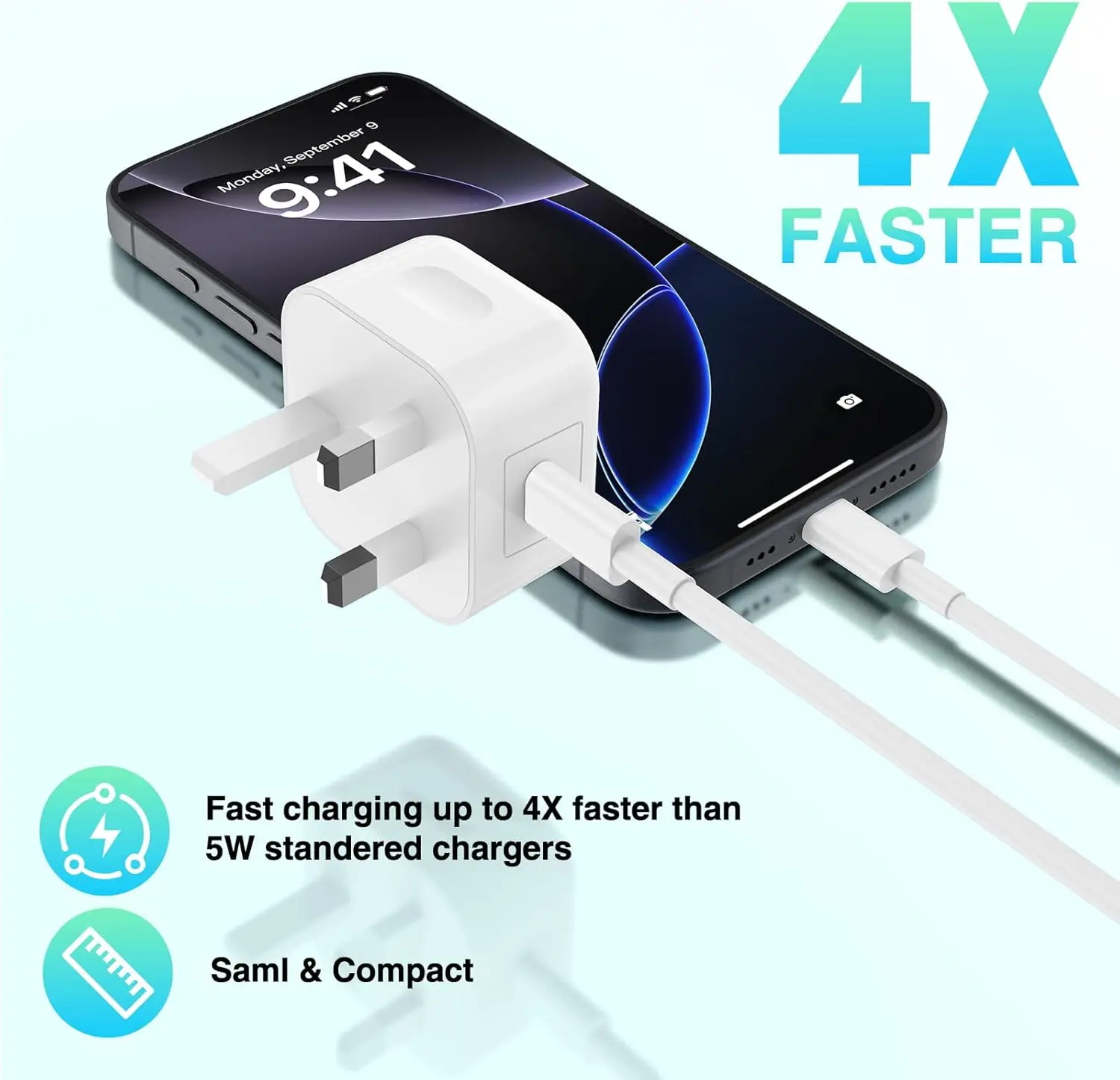 

Комплект из 2 зарядных устройств USB-C для iPhone 16, 17, 15 Pro Max, быстрое зарядное устройство 20 Вт с кабелем USB-C на Type-C 1 м для iPhone 17 Air/17E/16