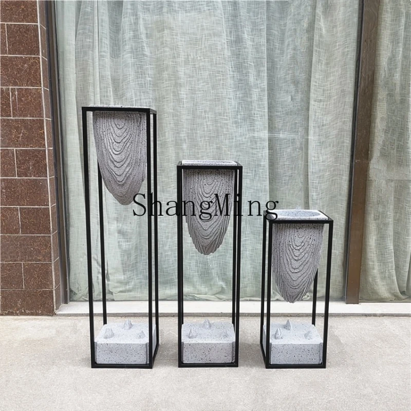 

FG fashion fiberglass flower pot wrought iron flower stand shopping mall garden green plant sales department company flower