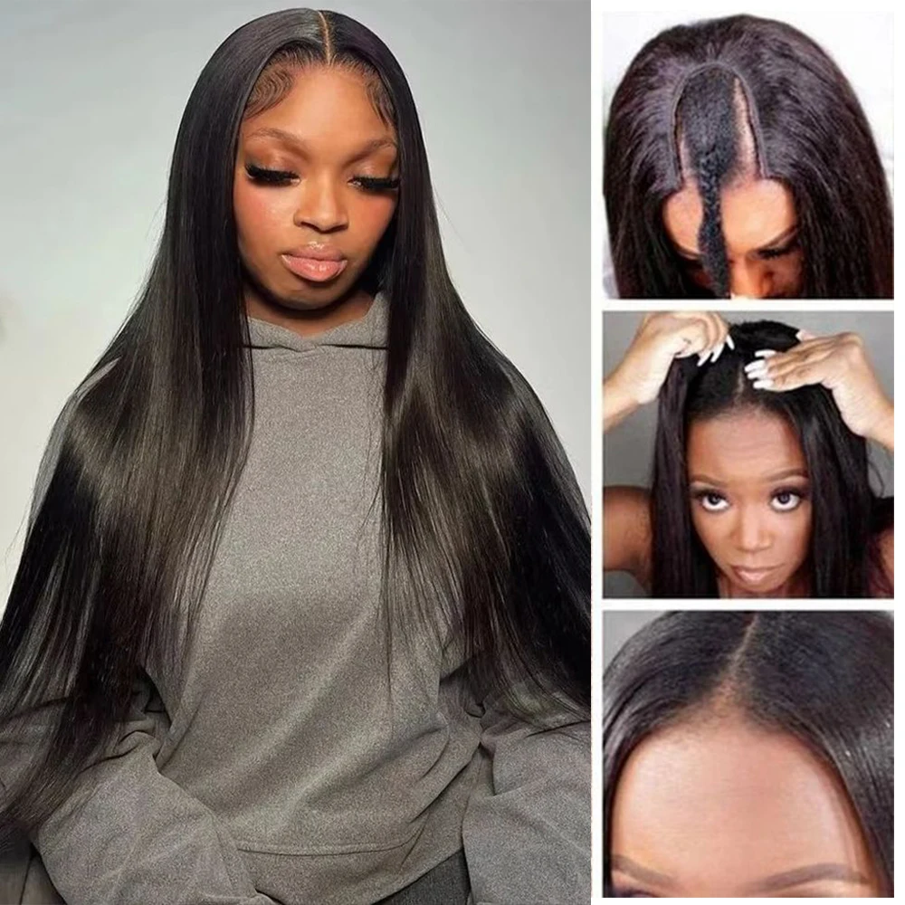 

Alibele Straight V Part Wigs Human Hair Clip In Upgrade U Part Wigs Beginner Friendly Easy Install Human Hair Wigs No Leave Out