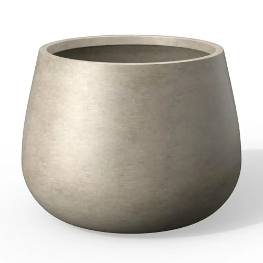 

Круглый бетонный цветочный горшок серии Curva 10,2 дюйма с дренажным отверстием и резиновой заглушкой для комнатных растений, дома, сада, патио, устойчивый к погодным условиям