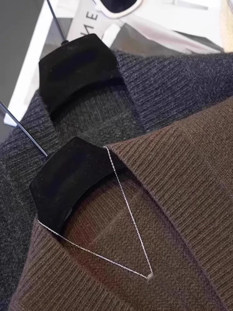 Autumn Winter Lazy Sle V-Ne Knitted Wool Sweater Vest Loose Slimming  Color Svel Vintage Inner Wear