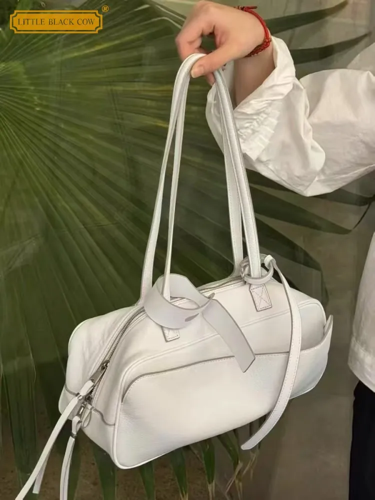 

Elegant Office Women Casual Cowskin Genuine Leather Fashion High Capacity Single Shoulder Shell Bags Ladies Tote Handbag Soft