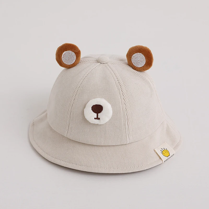 Spring Summer Baby Bucket Hat Cute Bear Ear Newborn Cap Solid Color Outdoor Beach Kids Baby Boy Girl Sun Hats Bonnet 1-4 Years