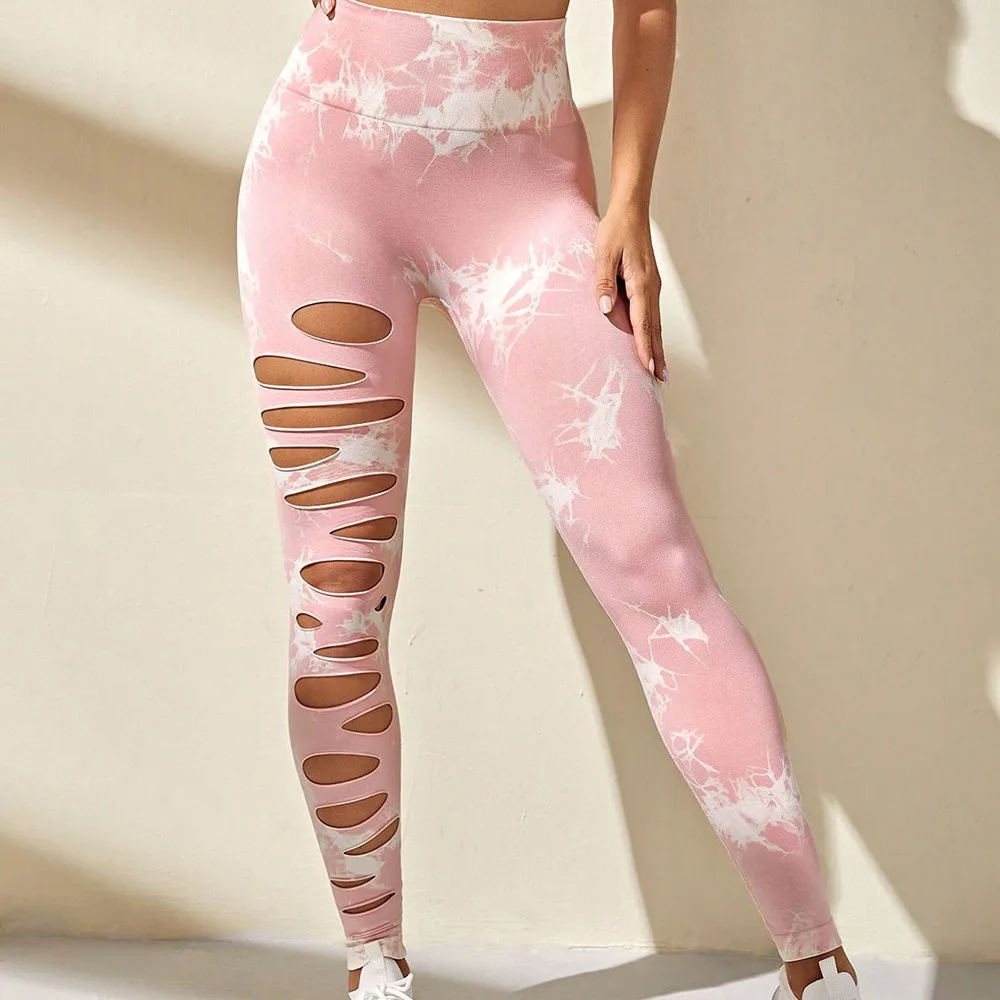 

Fashion High Waist Yoga Leggings Women Elastic Long Seamless Trousers Skinny Sweat Absorption Tie Dye Leggings Women
