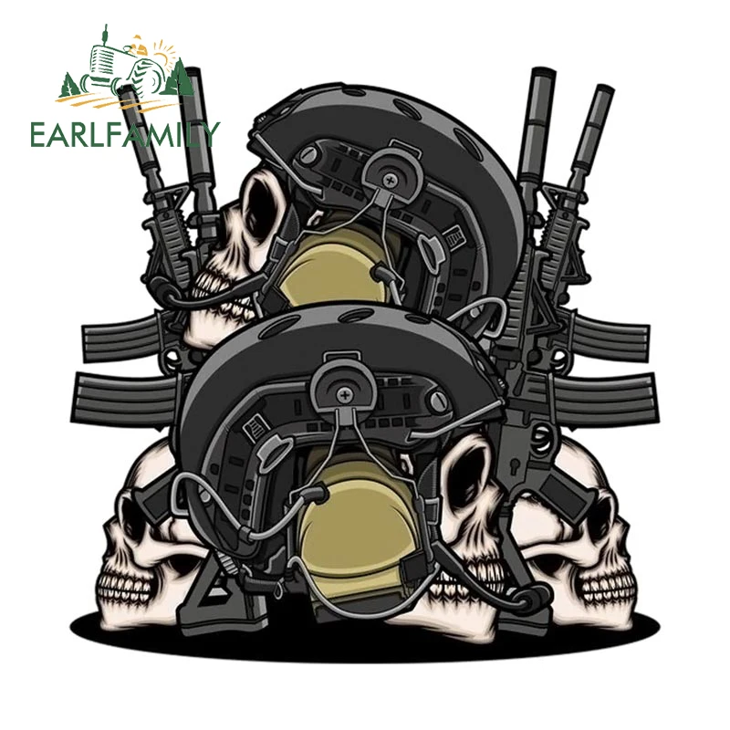 EARLFAMILY-calcomanía militar para coche, calcomanía de Calavera de las fuerzas especiales, calcomanía para ventana, maletero, accesorios para