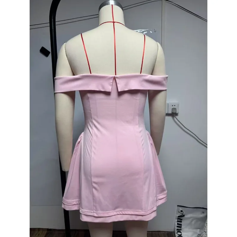 European  American Style 2026 Summer New Women's Clothing Fashion Solid Color Off-the-shoulder Short Elegant Slim Tube Top Dress