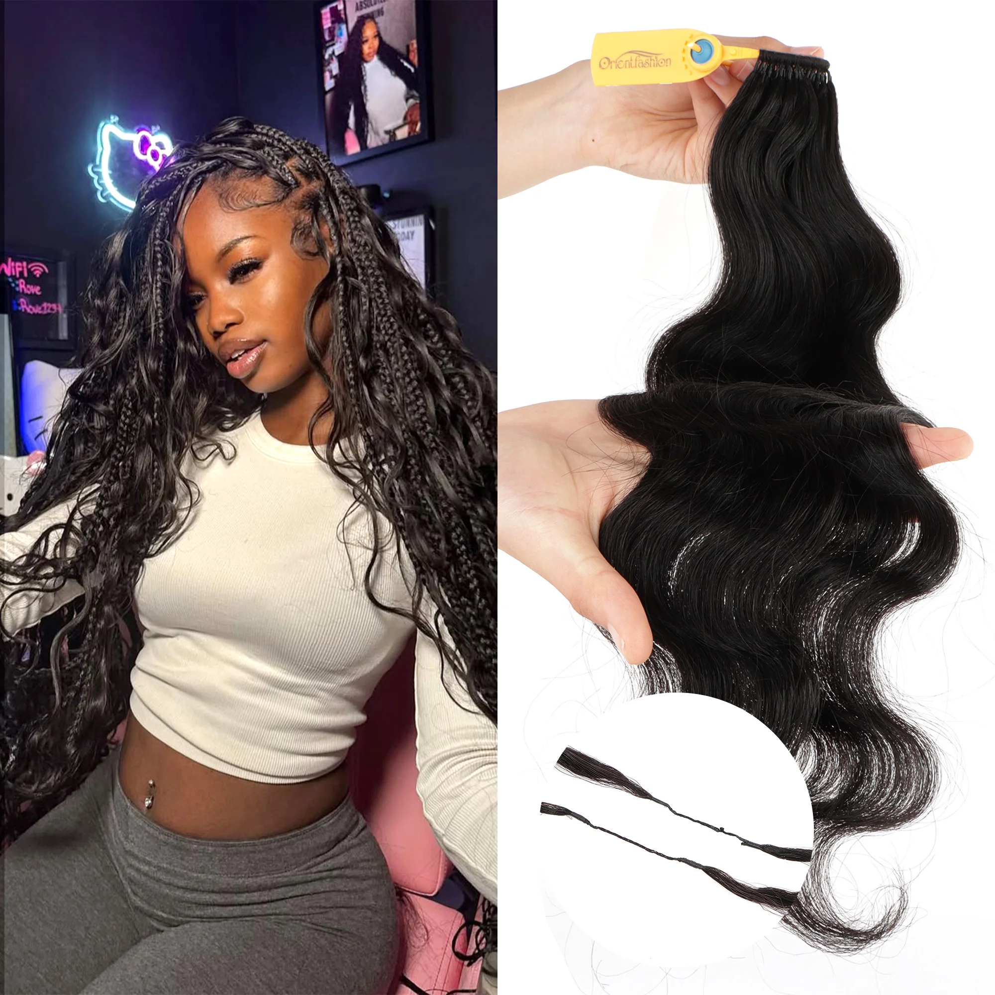 Crochet Human Hair Kinky Curly Invisible Knots Pre Separated Crochet Human Hair Extensions Knotless With String For Black Women