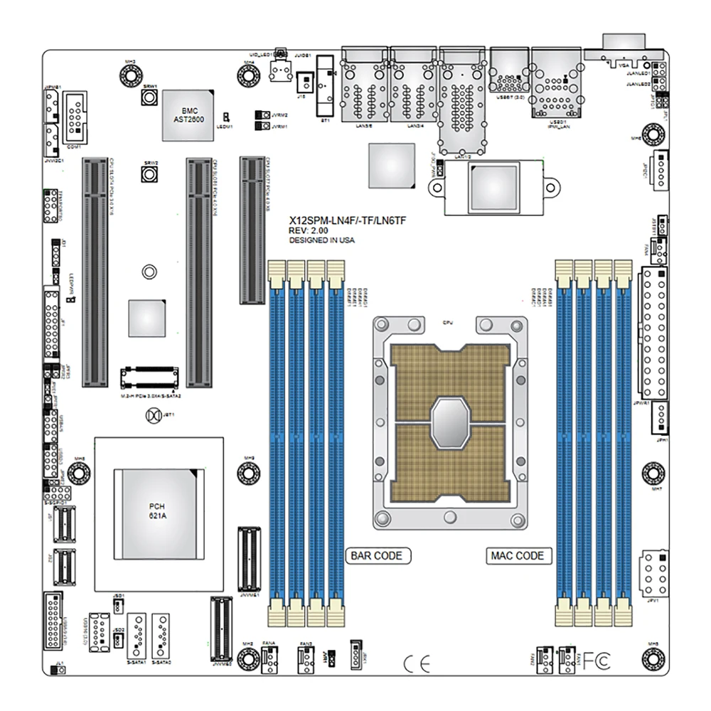 X12SPM-TF M-ATX For Supermicro C621A LGA-4189 2TB 3DS DDR4-3200MHz 10XSATA 3 Server Motherboard High Quality Fast Ship