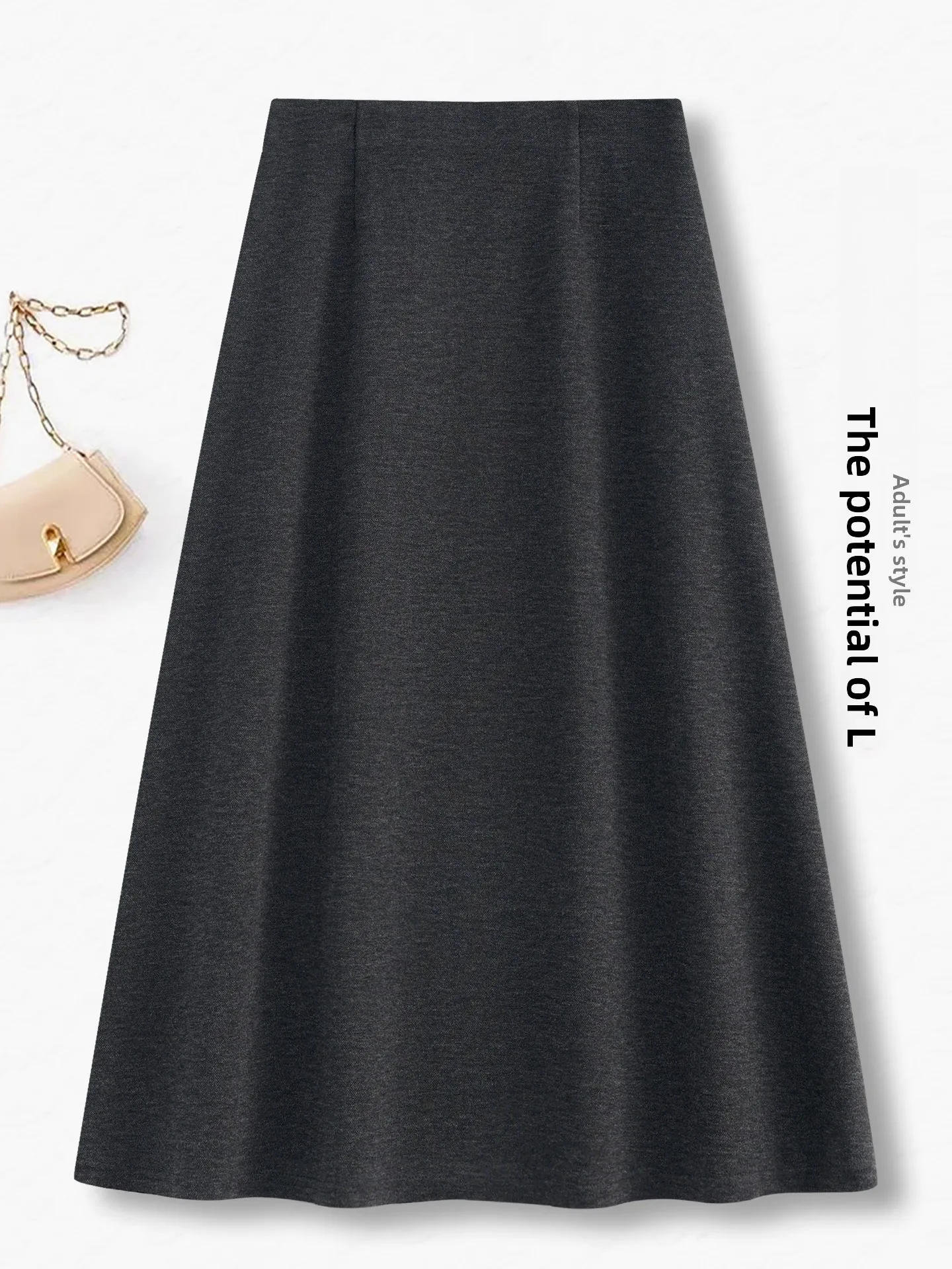 High Waist A-Line Woolen Skirt Women's Autumn Winter New Style Slimming Long Soft Comfortable Polyester Blend Casual Skirt