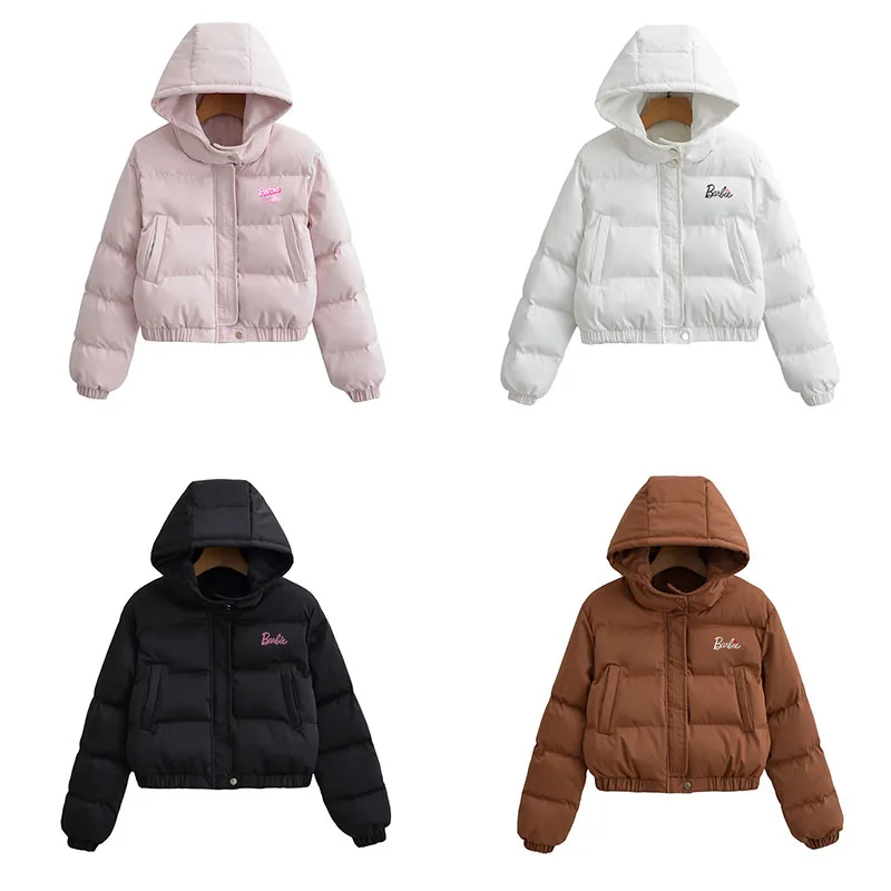 

Cartoon Anime Casual Fashion Barbie Hooded Cotton Jacket for Girls Loose, Comfortable Versatile Short Thickened Warm Jacket