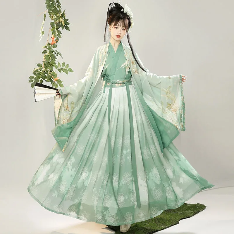 Chinese Ancient Clothes Hanfu Dress For Women Girls Party Daily Spring And Summer Full Set 3Pcs/set Halloween Carnival Party