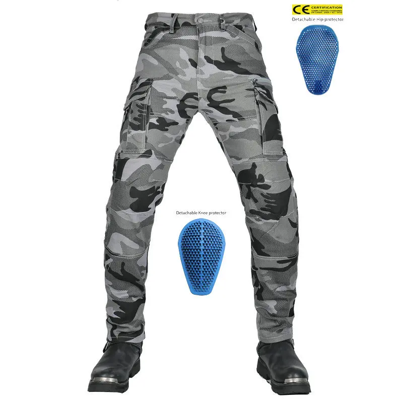 Men Camo Leisure Motorcycle Jeans, All Seasons Motocross Motoriding Racing Trousers, Outdoor Rider Protective Pants