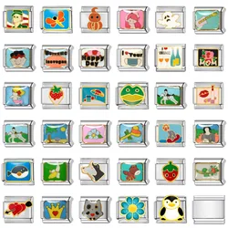 DIY 9mm Premium Stainless Steel Italian Bracelet Charm Links Jewelry Making Accessories Findings Creation Animal Heart Skull