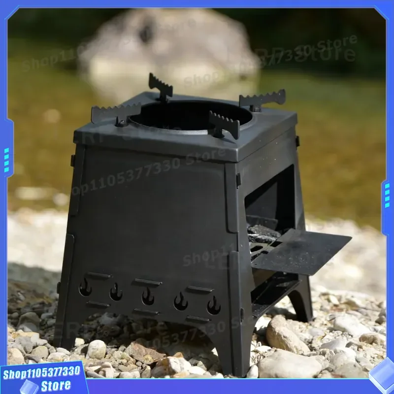 Portable Carbon Steel Wood Burning Stove Outdoor Camping Heater Eco Friendly Industrial Pagoda Design for Cooking and Heating