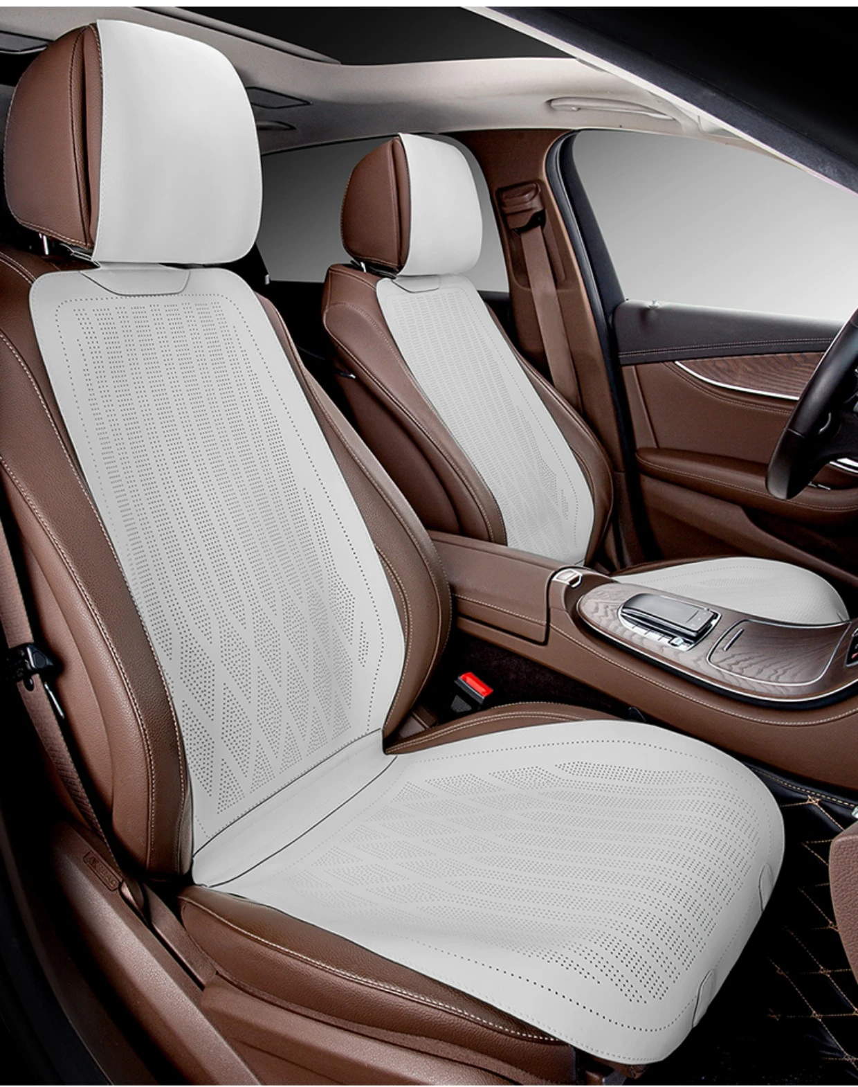 

Nappa Leather Universal All Seasons Car Seat Cover Breathable Nappa Leather Anti-slip Protective Cushions Luxury Car Seat Cover