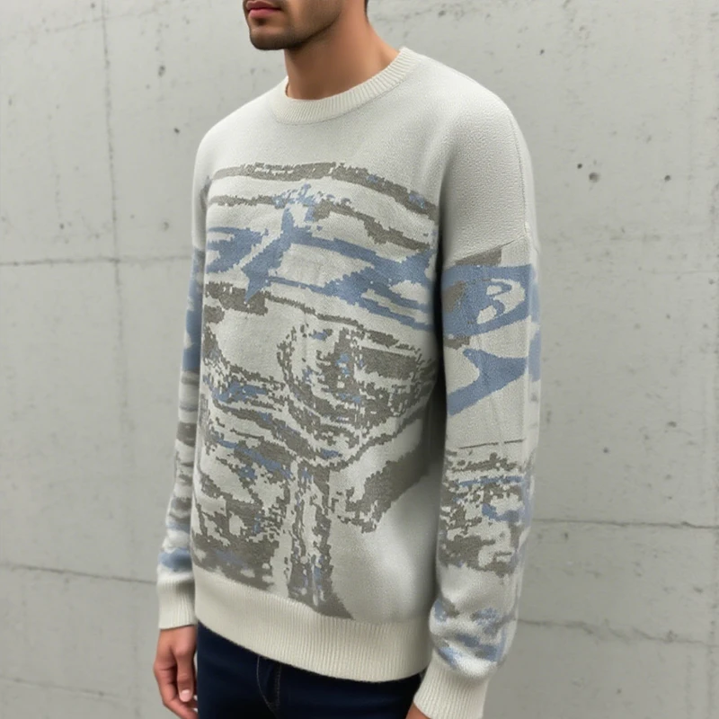 Maglione jacquard di arte della moda di strada Maglione lavorato a maglia stile pigro sciolto da uomo e da donna Maglione caldo hip-hop di High Street