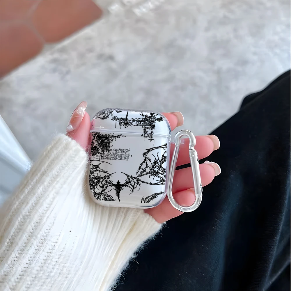 Abstract Black Thorn Art Clear Earphone Case for AirPods 1/2/3/4 Earbuds Case For AirPods Pro 3/Pro 2/Pro TPU Protective Cover view 4