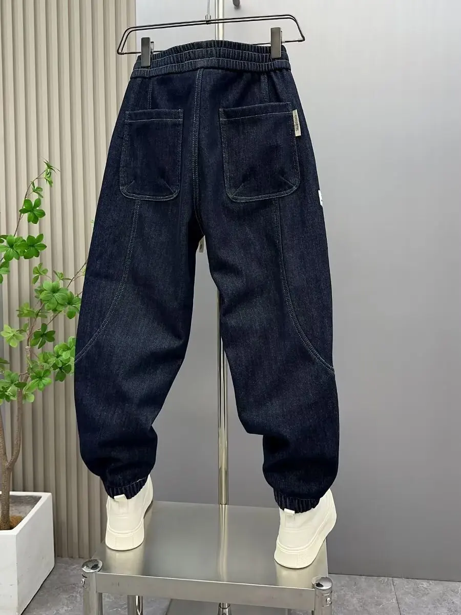 جينز هاراجوكو الأمريكي القديم الأزرق المغسول فضفاض جديد Y2K الاتجاه مستقيم الساق غير رسمي بنطال ذو قصة أرجل واسعة للرجال سراويل جينز منحنية #5