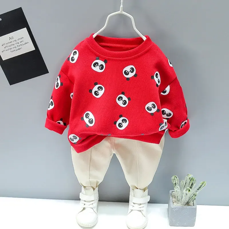 

Модная детская футболка с принтом из мультфильма, брюки, 2 шт./компл., спортивный костюм для малышей, новая весенне-осенняя детская одежда для мальчиков и девочек, костюмы