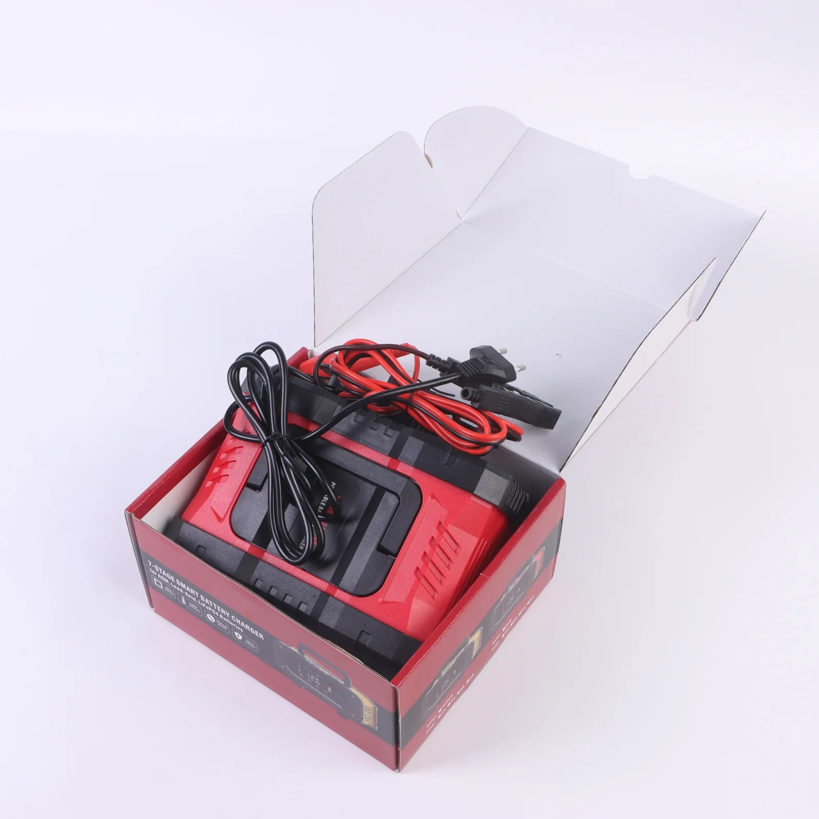 1 Buah Pengisi Daya Baterai Mobil Sepeda Motor Portabel 20A 300W 12V 24V 7 Tahap Pengisian Otomatis Perlindungan Tegangan Lebih dan Suhu Lebih