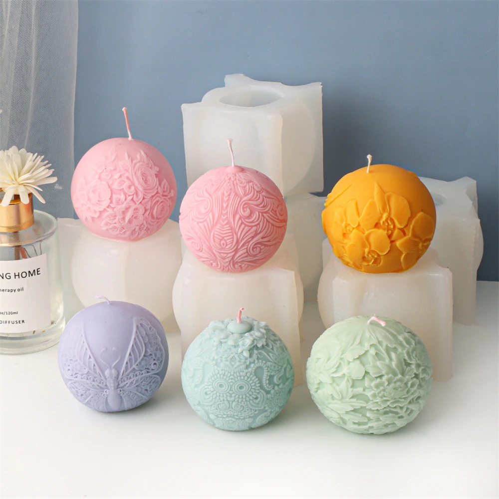 

3d Embossed Rose Ball Silicone Mold Fondant Cake Mould Peony Flower Butterfly Owl Ball Aromatherapy Plaster Candle Mold