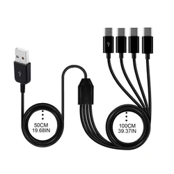 Multi Charging Cable 4 in 1 Multiple USB Fast Cord with 4x Type C Port Connectors for Cellphones Tablets