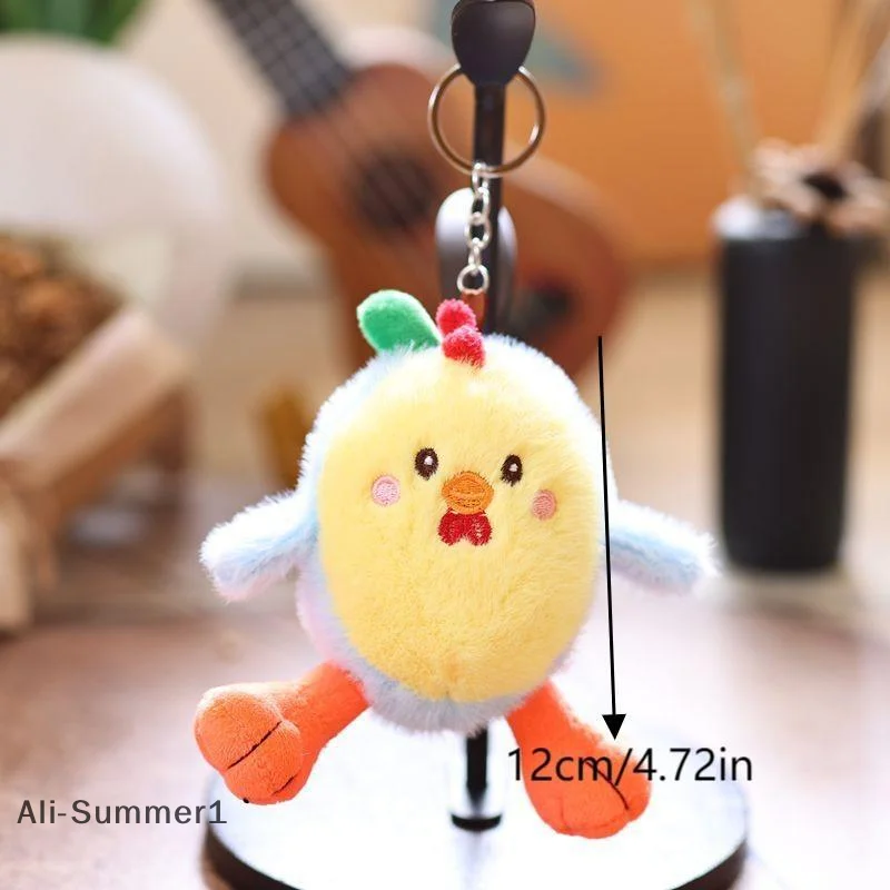Cartoon Fruit Avocado Chicken Plush Keychain Creative Stuffed Doll Keyring Student Bag Pendant Backpack Hanging Decoration Gifts