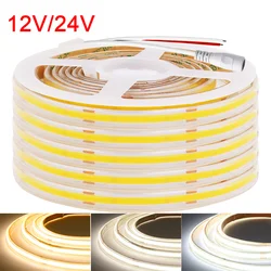 12V 24V Waterproof COB LED Strip Light 3000K 4000K 6000K IP67 Flexible Led Tape 480LEDs/m 5m 10m 20m 0.5m 1m 2m Linear Lighting