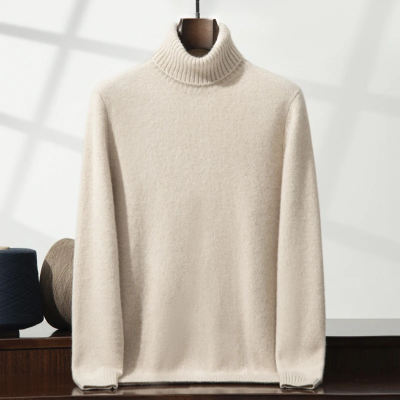 ZOCEPT Plain Turtleneck Sweater Men Winter 100 % Cashmere Thicken Casual Warm Knitted Pullover Thermal High Neck Sweater for Man