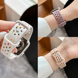 Sport Silicone strap for Apple watch band 40mm 41mm 45mm 44mm 46 49mm Breathable bracelet iwatch Series 9 8 7 6 3 SE Ultra 2 10