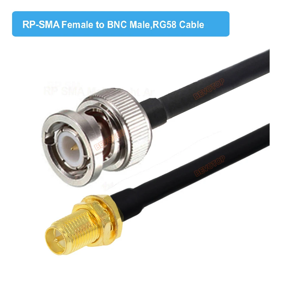 Custom-made BNC Male to RP-SMA Female Bulkhead RG58/U Cable RF Coaxial Pigtail Jumper 4PCS x10M Wrapped Together