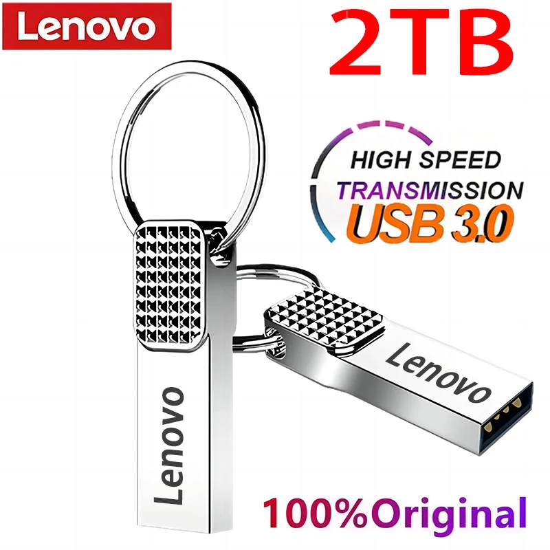 Lenovo Original 2TB 1TB Metal USB Pendrive 128GB Large Capacity Portable Flash Drive USB 3.0 High-Speed File Transfer for Phone