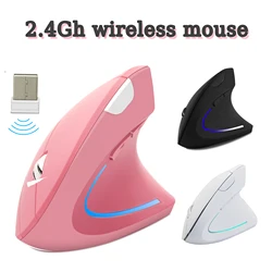 Souris Verticale Sans Fil Rose, Légère, LED 800/1200/1600 ug I, Souris Ergonomique Réglable, Protection du Poignet pour PC, Ordinateur Portable