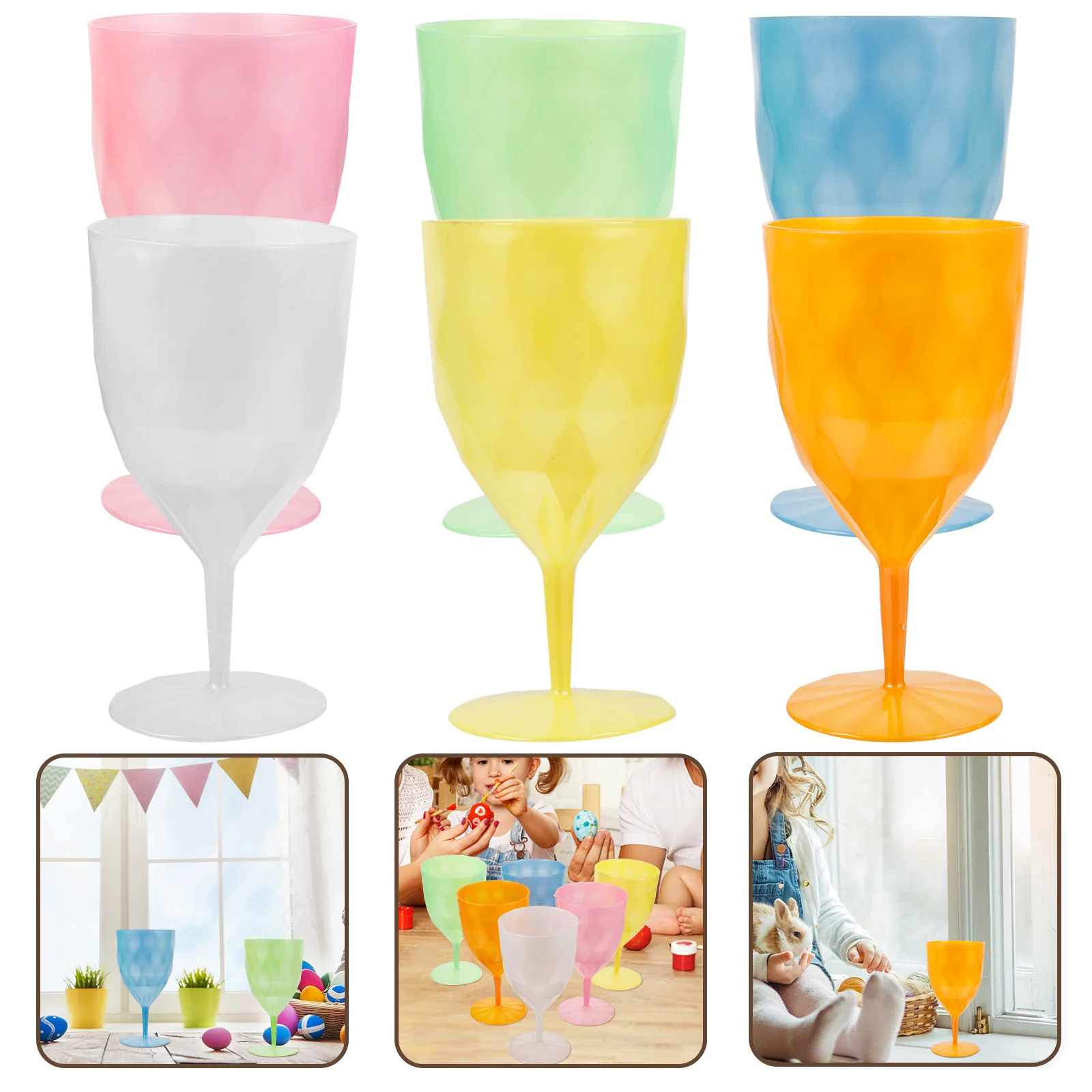 6 Pcs Juice Glass Party Plastic Goblets Cup Glasses Drink Mash Cups Anti-break Child