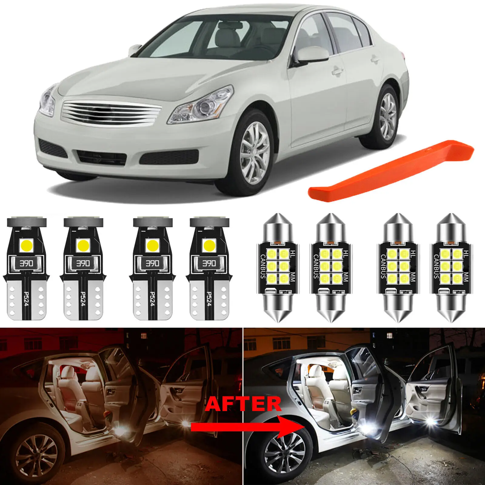 

Winetis 10Pcs 6000K White Interior LED Light Package Kit For 2003-2007 Infiniti G35 Coupe + Free Tool