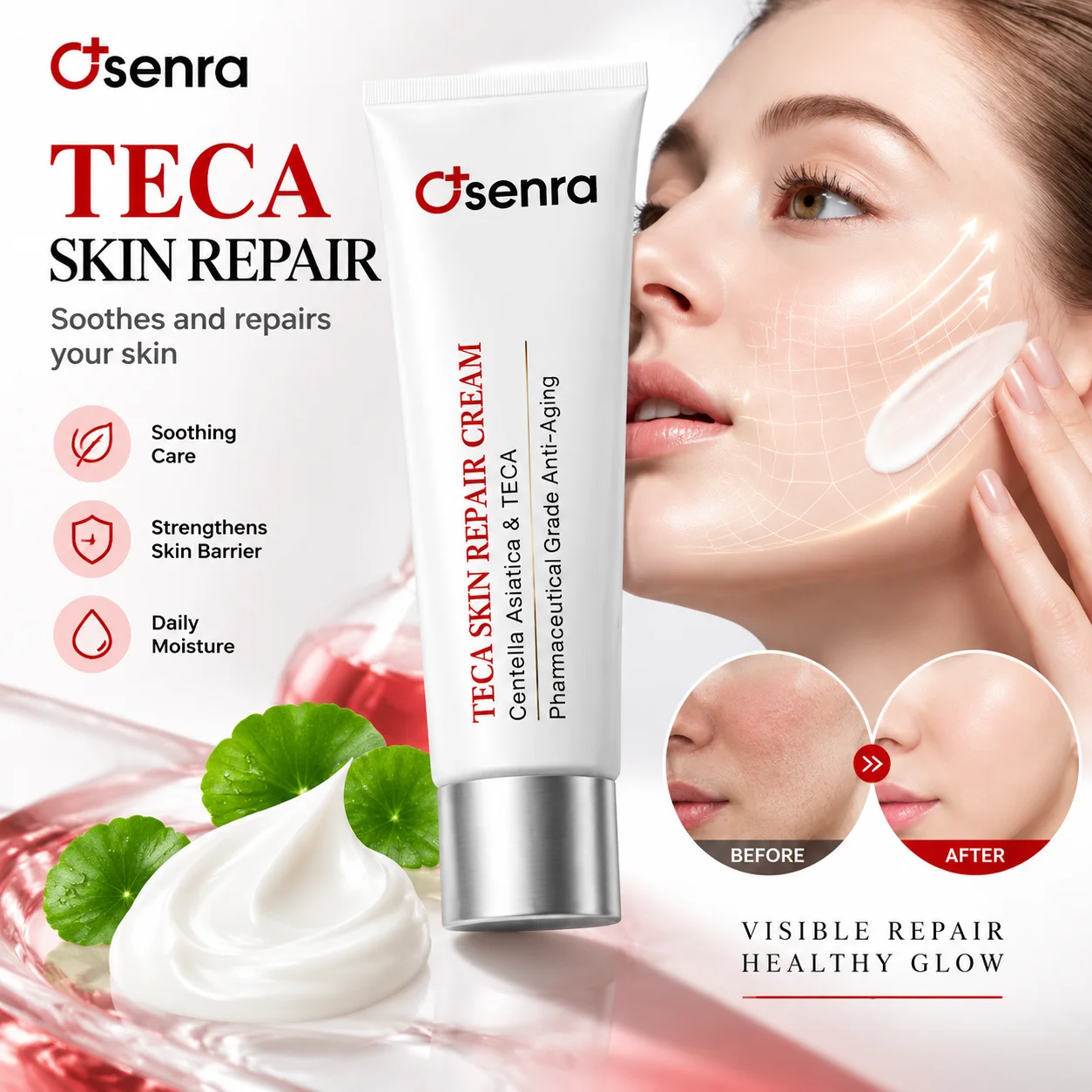 TECA Skin Repair Cream Osenra With Centella Asiatica Deep Moisturizing Face Moisturizer Repair Skin Barrier Nourishing Skin Care