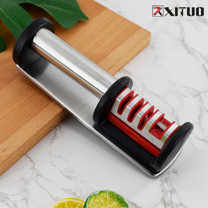 XITUO New Four-stage Knife Sharpener Multifunction Fast Kitchen Knives Sharp Tools Sharpener Anti-slip Bottom Pad Best Gif