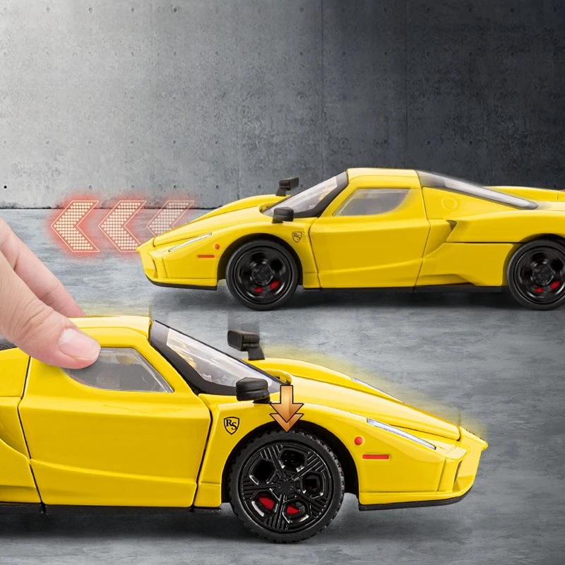 1:32 enzo supercar alta simulação liga modelo carro brinquedo diecasts metal som luz puxar para trás veículo carro brinquedos para crianças
