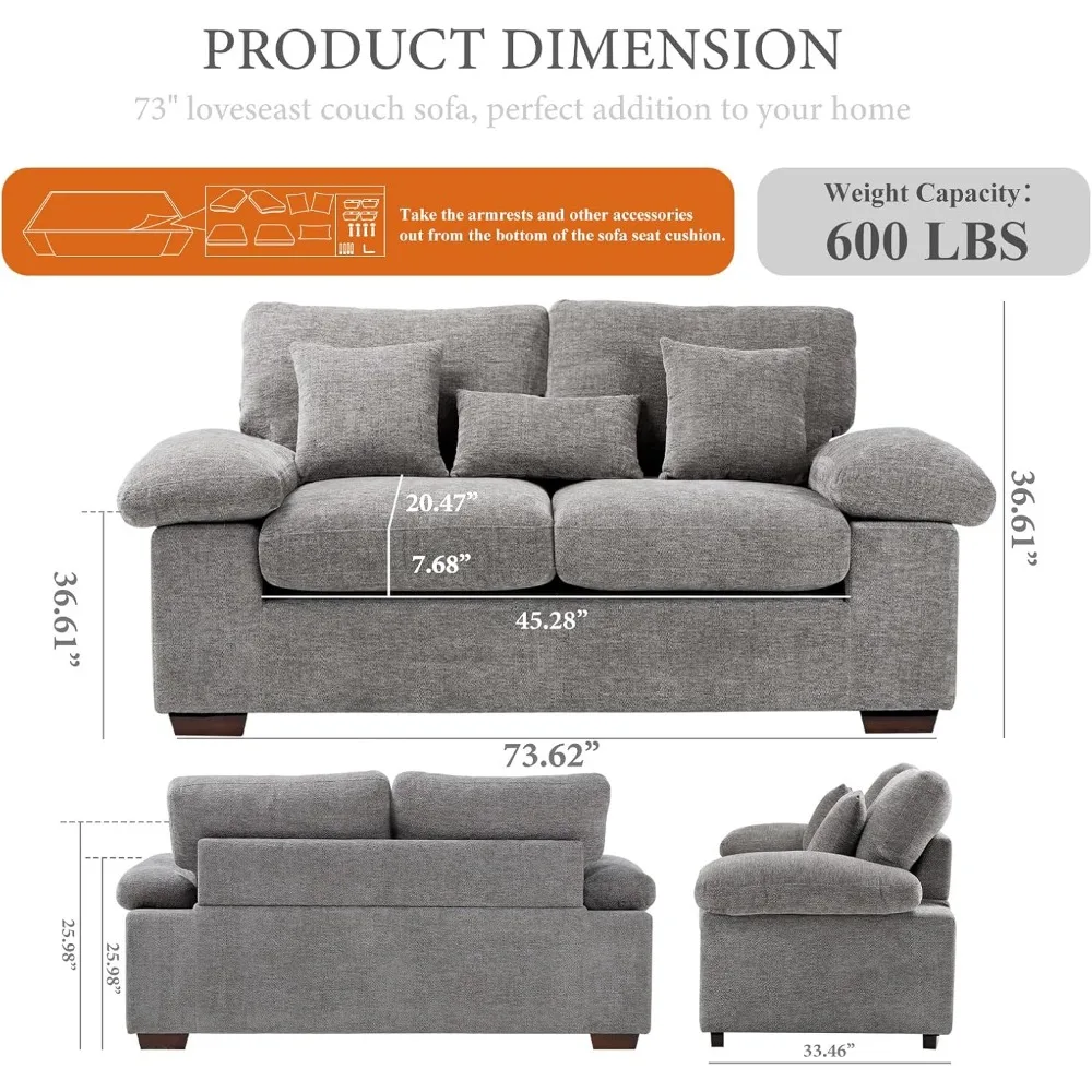 Living Room Loveseat Sofa Couch, 73