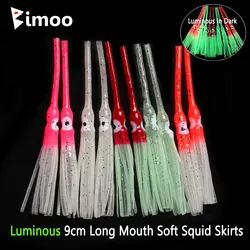 Bimoo 2 sacos = 20 pçs luminosa 9cm longa boca lulas macias saia octopus iscas iscas de pesca de mar sabiki equipamento pesca enguia iscas