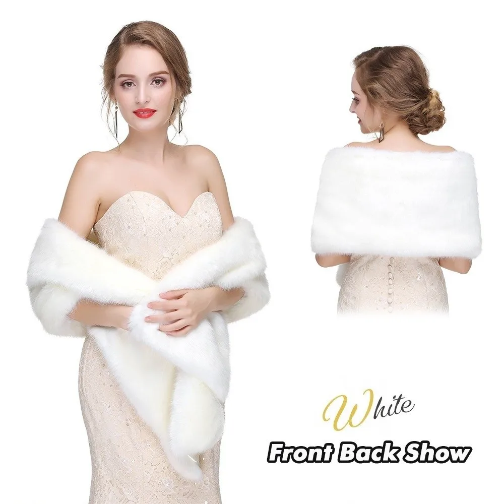 خمر بلون أفخم شال عباءة ناعمة رشاقته فو الفراء والأوشحة الدفء الرقبة التفاف العروس الكتف وهمية طوق الزفاف #3