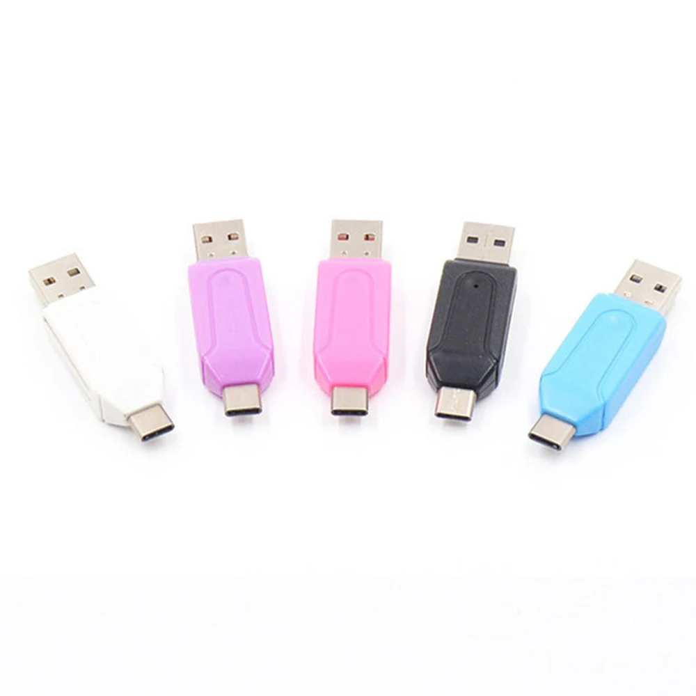 Novo leitor de cartão usb e usb 2 em 1 otg de alta velocidade usb2.0 universal otg tf/para cabeçalhos de extensão de computador android