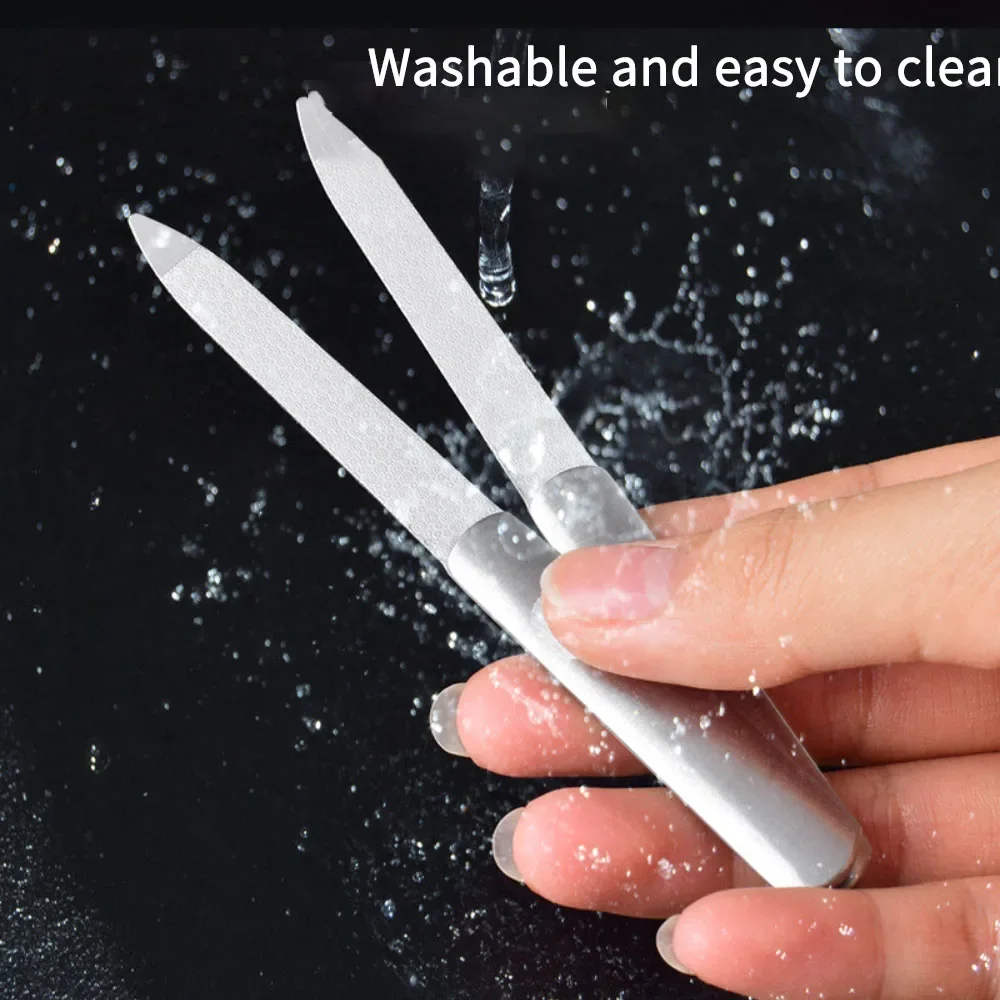 3/4 個爪やすりステンレス鋼プロフェッショナルデュアルヘッドサンドペーパー研磨光沢のある爪強化ツール指の爪ケア